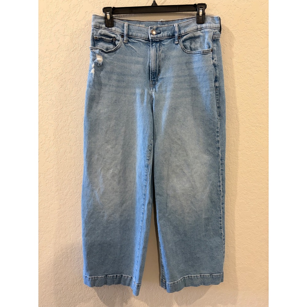ana a new approach High Rise Wide Leg Light Wash Distressed Jeans Size 14